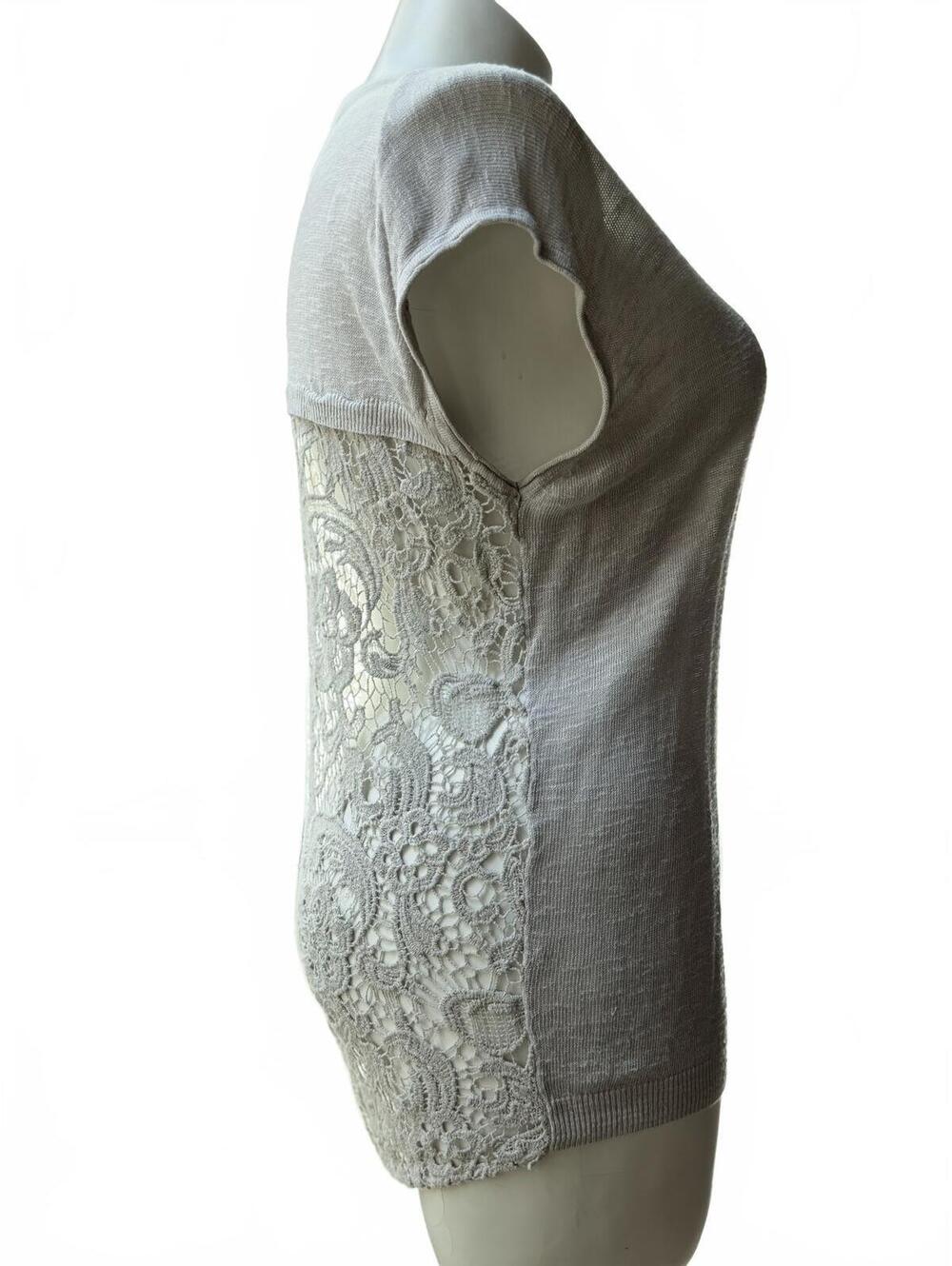 Bizio & Soci Italy Beige Linen Blend Lace Back Tunic Top - Picture 5 of 7